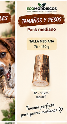 Pack Resistente Ecomordiscos — tamaños y pesos para talla mediana