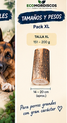 Pack XL Ecomordiscos — tamaños y pesos talla grande